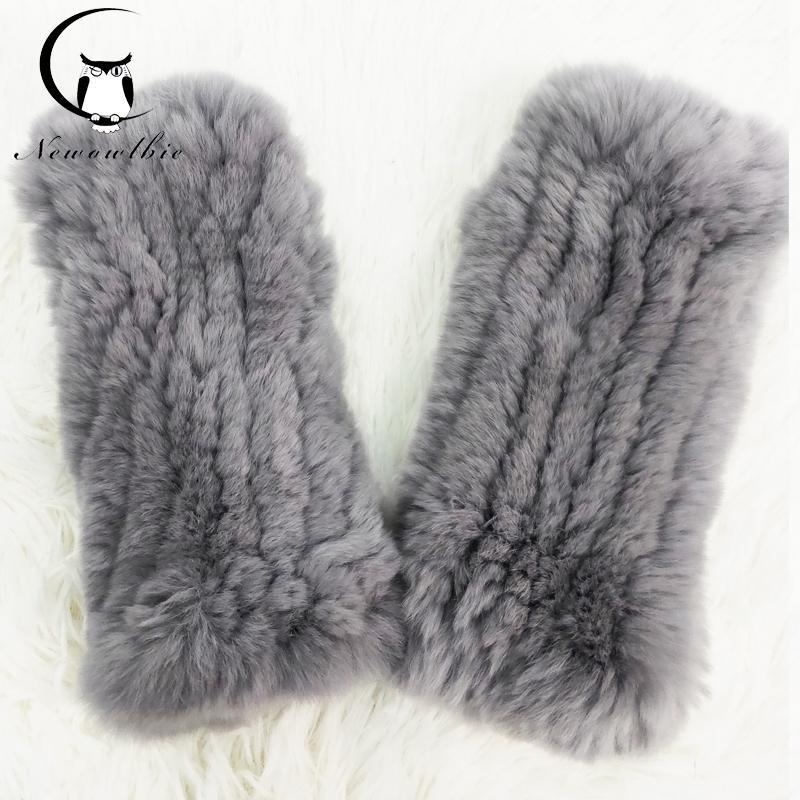 

Lady Fashion Knit Warm Real Rex Fur Gloves High elasticity Lady Hair Gloves Natural Soft Rex Fur1