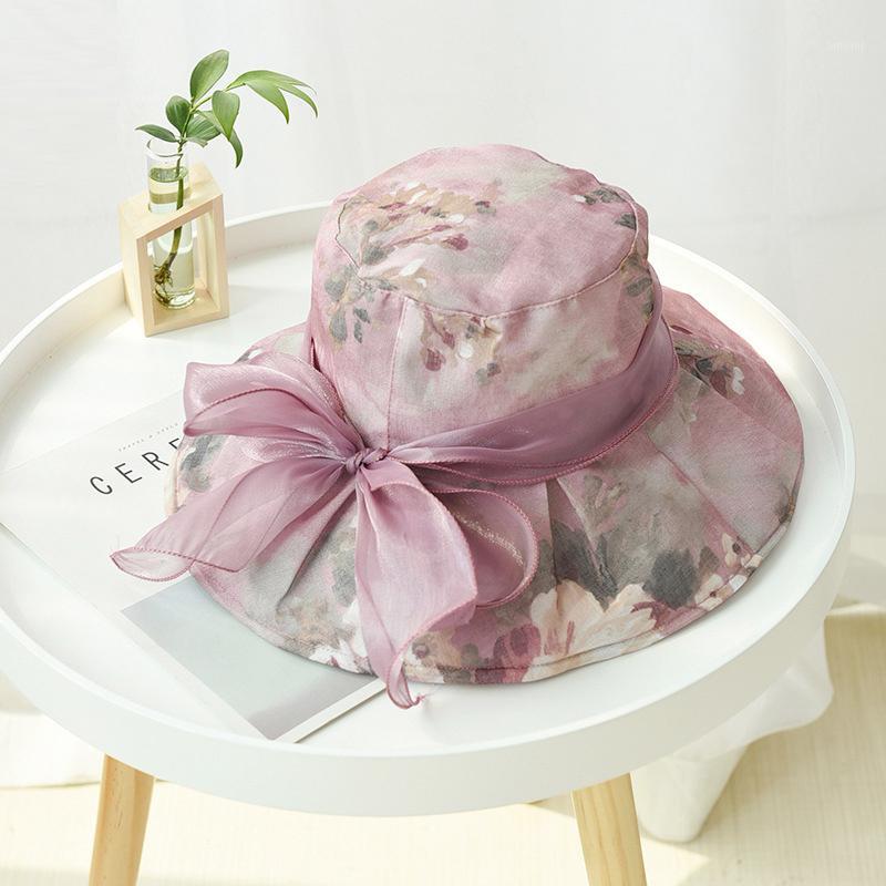 

Summer lady big brim sun hat foldable easy to carry professional sun protection visor hat bow decoration cloth breathable1