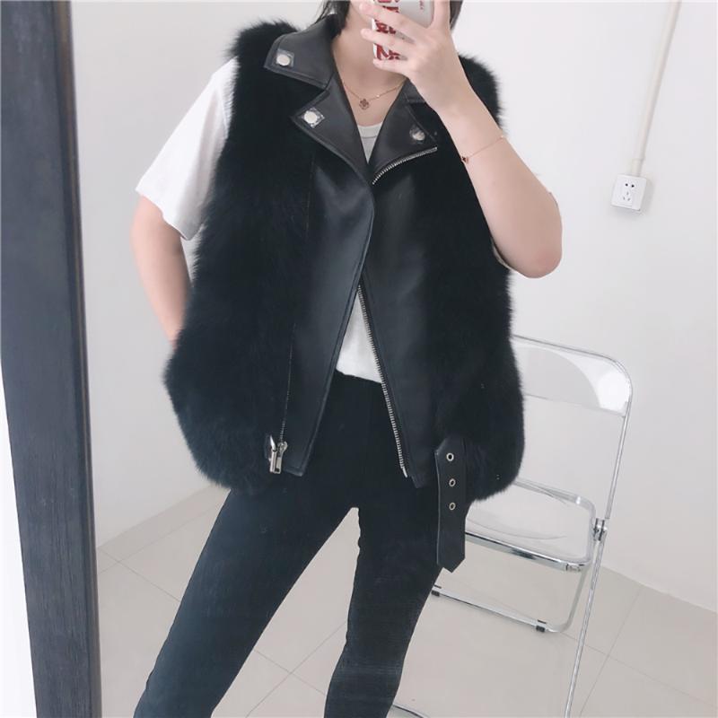 

Genuine Sheepskin Leather Jackets Women's Real Fur Vest Winter Fluffy Fur Gilets 2020 New S7883, Black