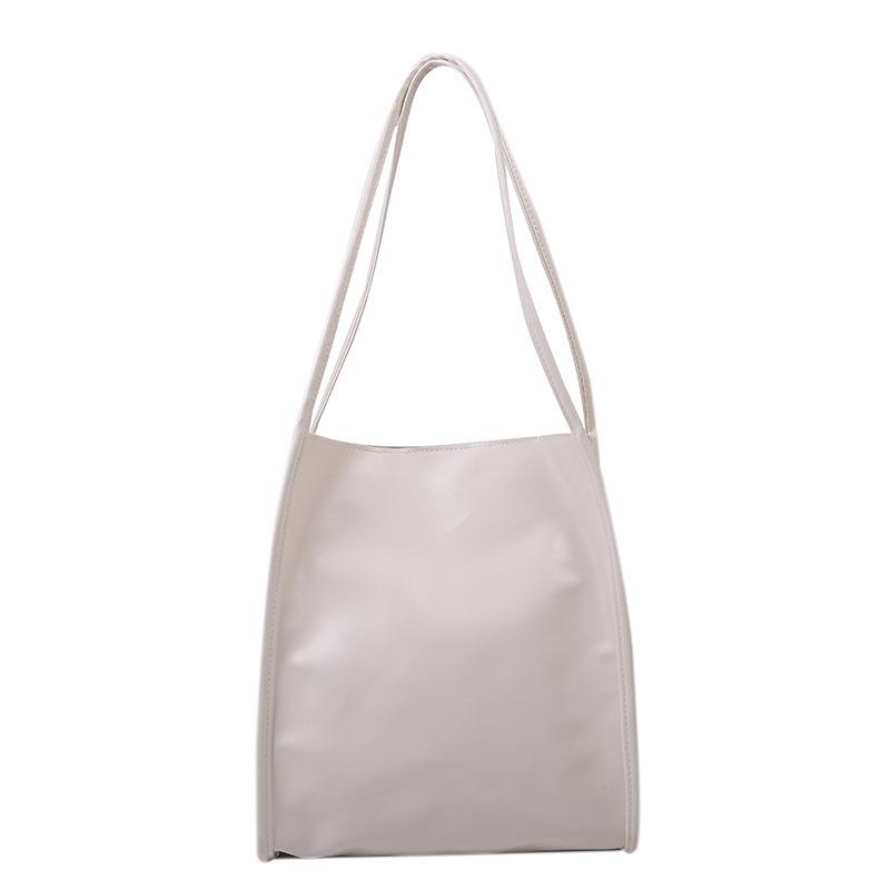

2021 New Fashion Tote Bag Large Capacity Retro Style Fashion Soft PU leather Shoulder Bag Handbag, White no pendant