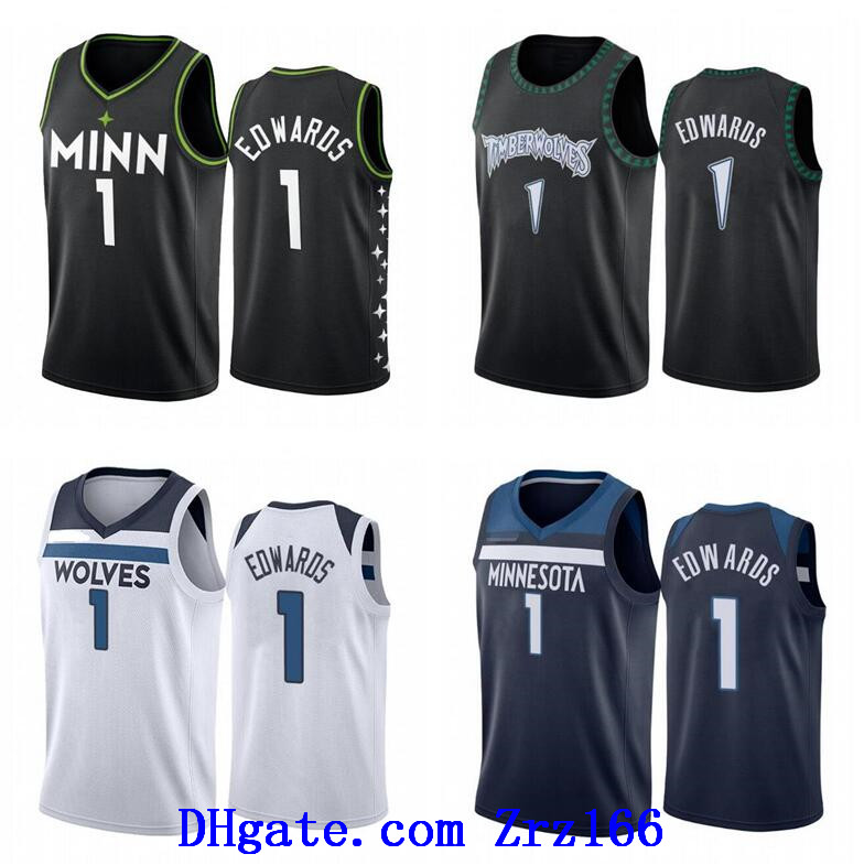 

Men MinnesotaCity Team 1 Anthony Edwards Blue White gray 2020-21 City sleeveless Jersey and shorts, Color1