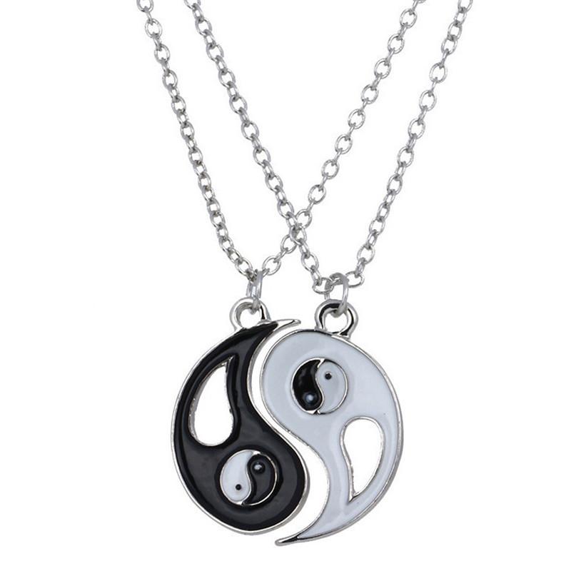 

New Friendship Forever Ying Yang Gift Trendy Men Best Friend Women Unisex Couples Jewelry Silver Bagua Tai Chi BFF Necklace Pendant