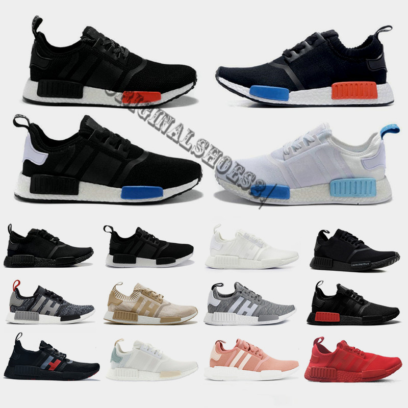

NMD R1 mens running shoes Europe Exclusive lush red blanch blue triple black white men sneakers womens trainers US, 15-85-glitch pack solid grey camo