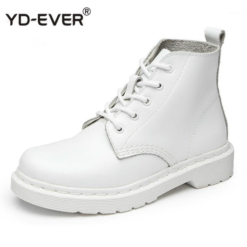 

Genuine Leather Women Ankle Boots White Motorcycle Boots Female Winter Ladies Leather Shoes botas mujer Large Size 35-441, 5 hole white no fur