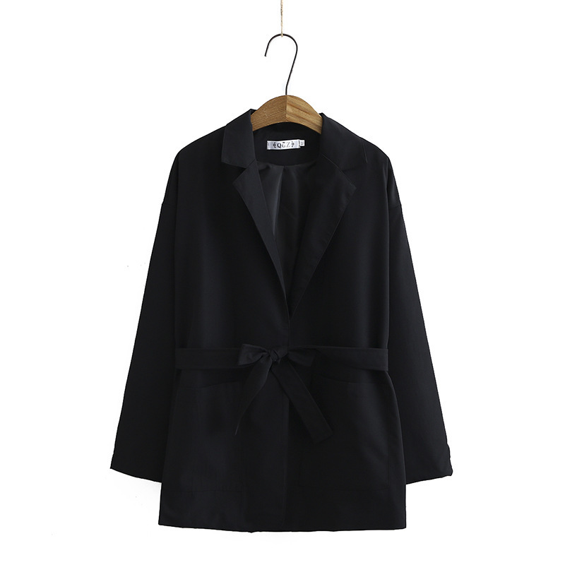 

Female Plus Black Beige Thin Blazers Long Sleeve Big Size with Cleavage in v Officewear Elegant Outerwear D47u