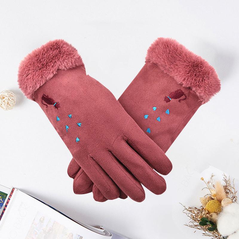 

Men's Gloves Winter Women Girls' Suede Warm Gloves With Cute K-itten Pattern Index Finger Touch Screen Mittens Streetwear