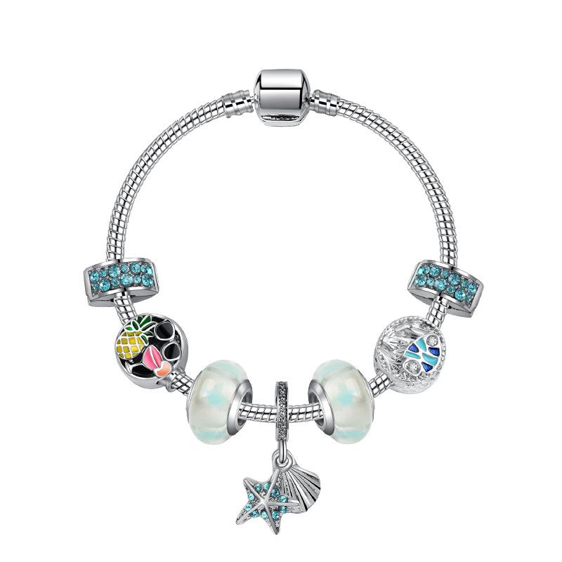 

Starfish/Sea Shell Bracelet DIY Silver Color Snake Chain Crystal Bracelets for Women