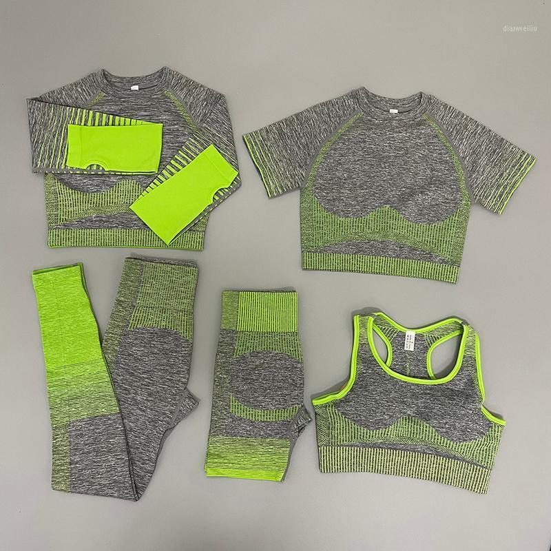 

Seamless Women 2/3/5pcs Yoga Set Running Gym Workout Short Sleeve+Top Sport+Leggings+shorts+bra Fitness Suit Yoga Suit1, Pants pink