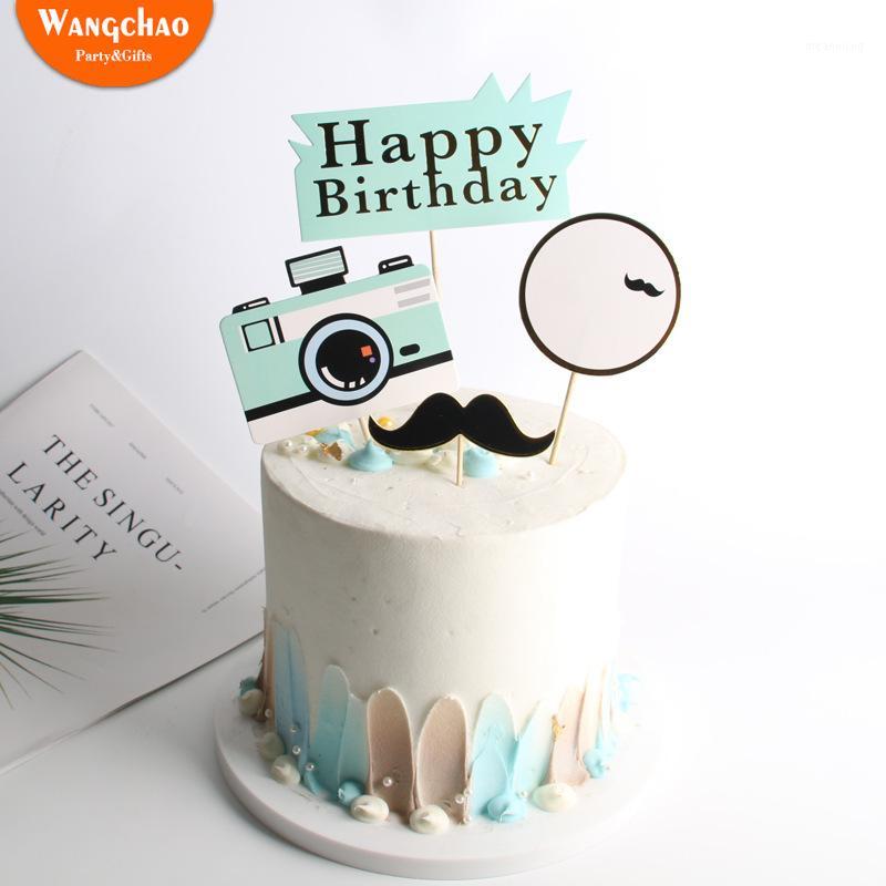 

Camera Happy Birthday Cake Topper Camera Cake Decoration Adult Kids Father's Day Party Supplies1