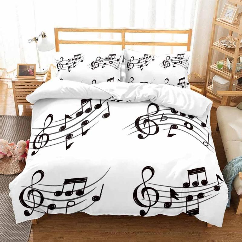 

Bedding Set Piano Keyboard Sheet Music Note Duvet Cover Queen Size Bed Linen Comforter Cover 2/3 Set Microfiber Bedding Sets, As picture