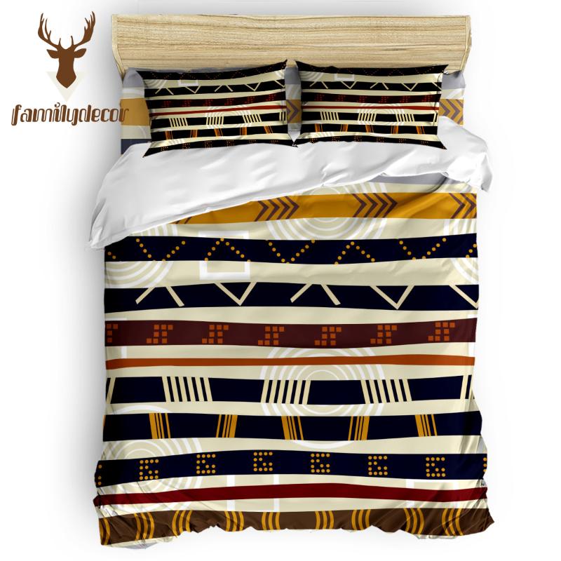 

Family Decor Tribal Patterns Of Retro-Ancient Ethnic Groups 4 Pcs Comforter Cover Set St. Valentine's Day Quilt Cover Bedding, As pic