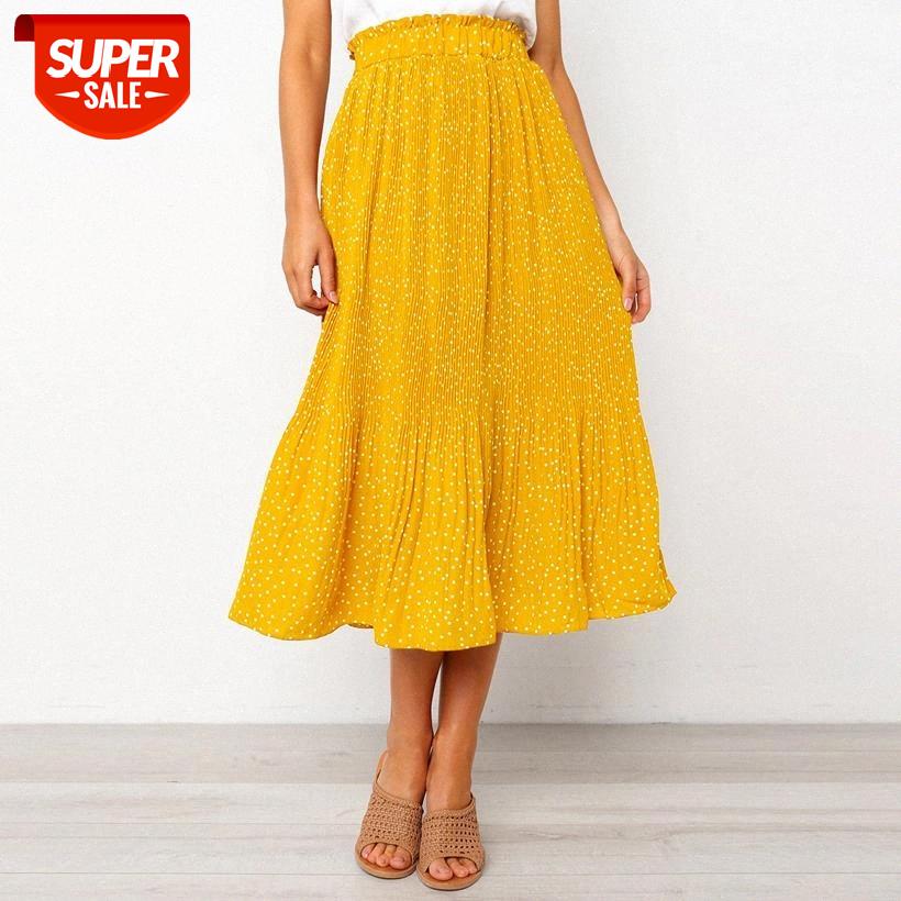 

Floral print high waist long pleated skirt 2019 Women holiday beach chiffon summer skirt Bohemian loose ladies skirts female #5u35, White;black