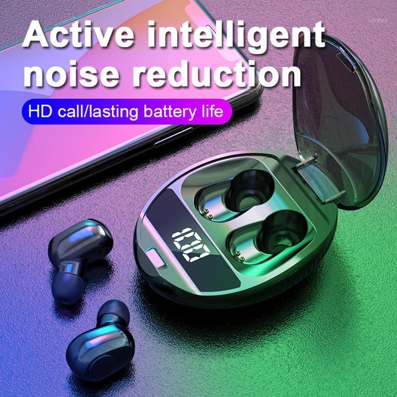 

New Macaron L30 Bluetooth Headset with Digital Display tws 5.0 Fashion Noise Reduction In-ear Earphone for Huawei1, White
