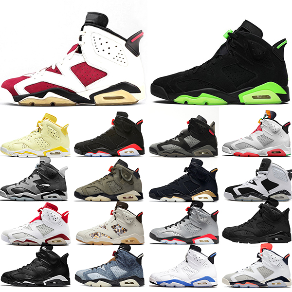 

Jumpman Mens Basketball Shoes 6 6s Carmine DMP Black Infrared Washed Denim UNC Black Cat Men Trainers Sports Sneakers Size 7-13, 12 triple black
