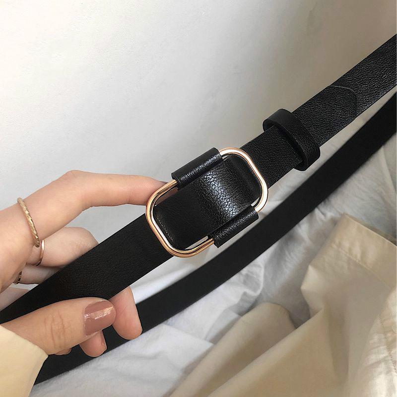

Belt Elegant Korean Student Fashion Thin Jeans with Oval Buckle Foreskin Ladies Non-porous Simple Decorative Women's Belt Belts, Brown