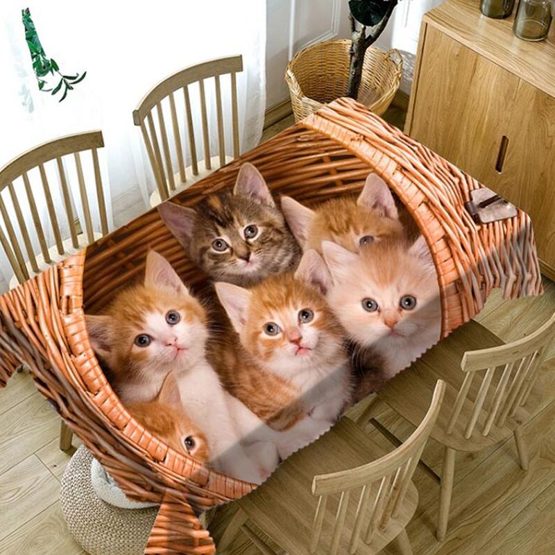 

Dining Table Cloth Household Polyester Cat Printing Table Cloth Hiding In The Bamboo House Home Decoration Fireplace