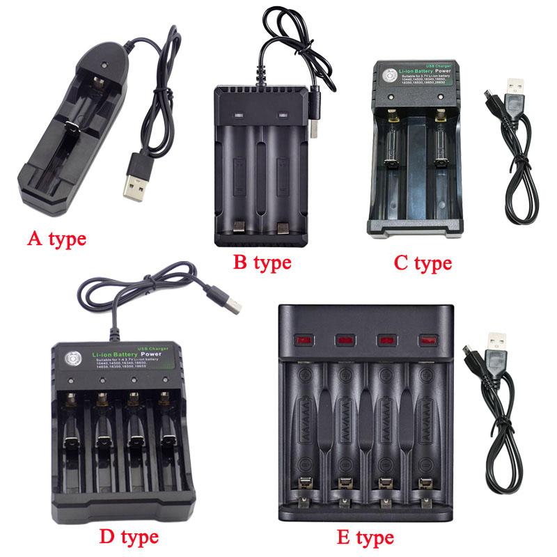 

USB Rechargeable Battery charger 18650 14500 1.2V 3.7V Li-ion Fast 1/2/3 port Slot 18350 Batteries charging
