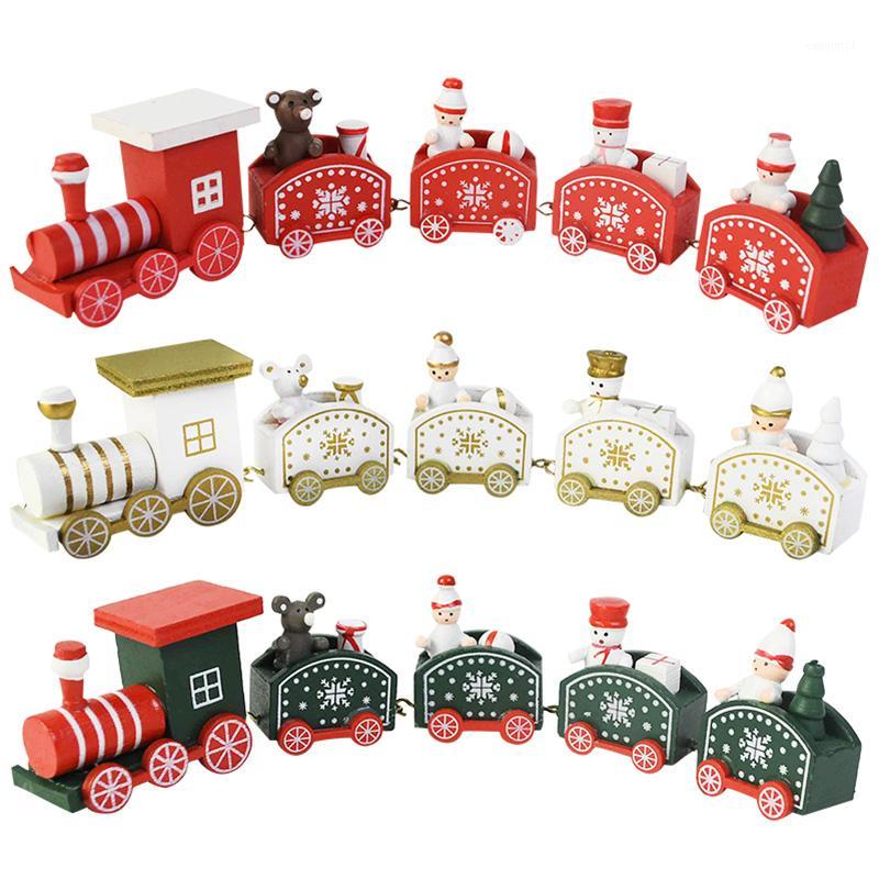 

Christmas Train Painted Wood With Santa Bear Xmas Kid Toys Gift Ornament Navidad 2020 Christmas Decoration Kids New Year Gifts1