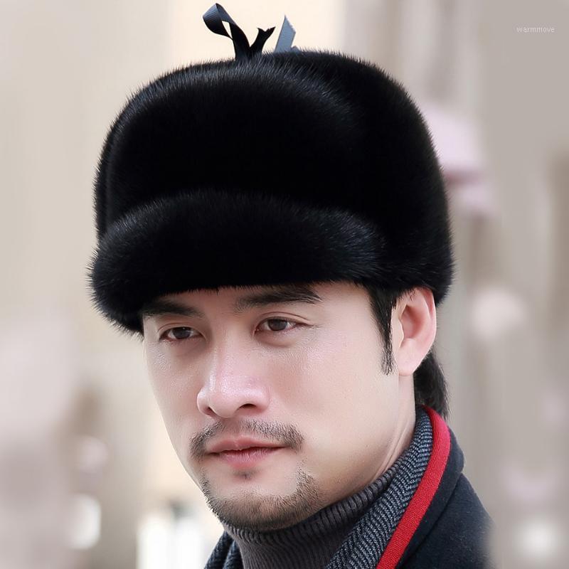 

Aorice man real hat cap 2020 new winter snow unisex natural beret hats caps HF0021, Black