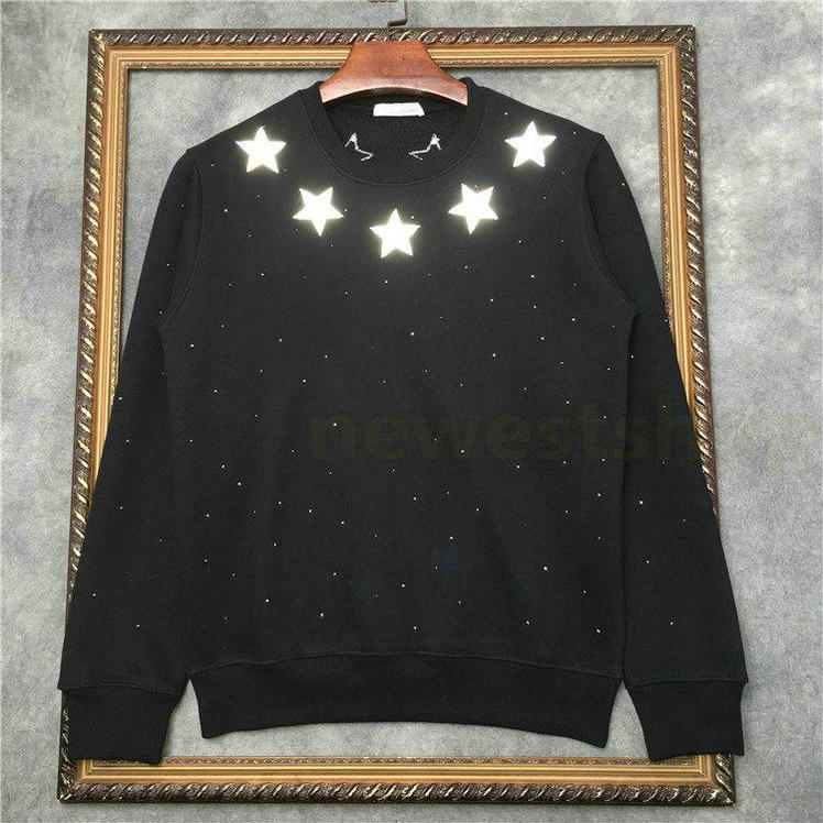 

2021 hot Autumn Winte Europe mens Reflection star print hoodies Fashion sweatshirt women Cotton Designer hoody Pullover Sweatshirt Jumper, Black