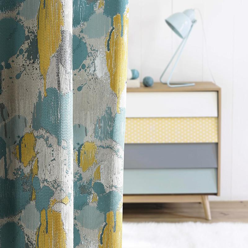 

Luxury Curtains for Living Room Bedroom European Semi Blackout Curtain with Geometry Jacquard Creative Drapes Insulating Blinds, C-1pc cloth curtain