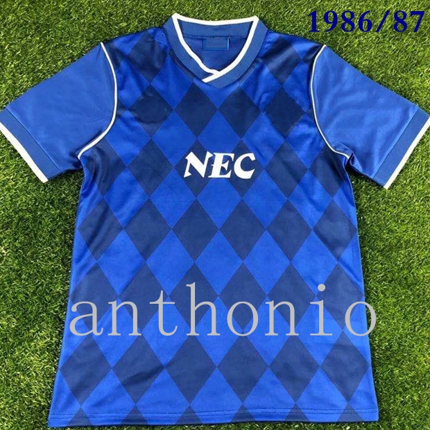

TOP 1994/95 Retro Soccer Jerseys 1995 WATSON James McFadden Andrew Johnson Tim Cahill ROONEY Carsley Camiseta de futbol shirts 1986 version Football Shirt size s-xxl, 1986/87 home custom