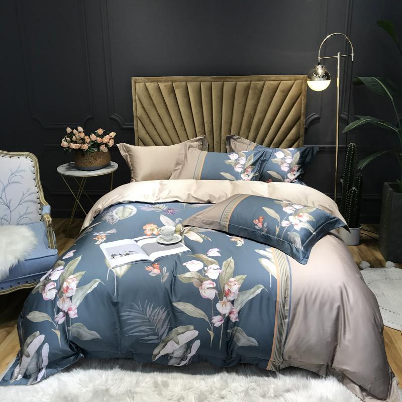 

TUTUBIRD 1000 Egypt cotton Bedding set bedlinen European style luxury Egyptain landscape Painting Duvet Cover long fabric 4pc, 11