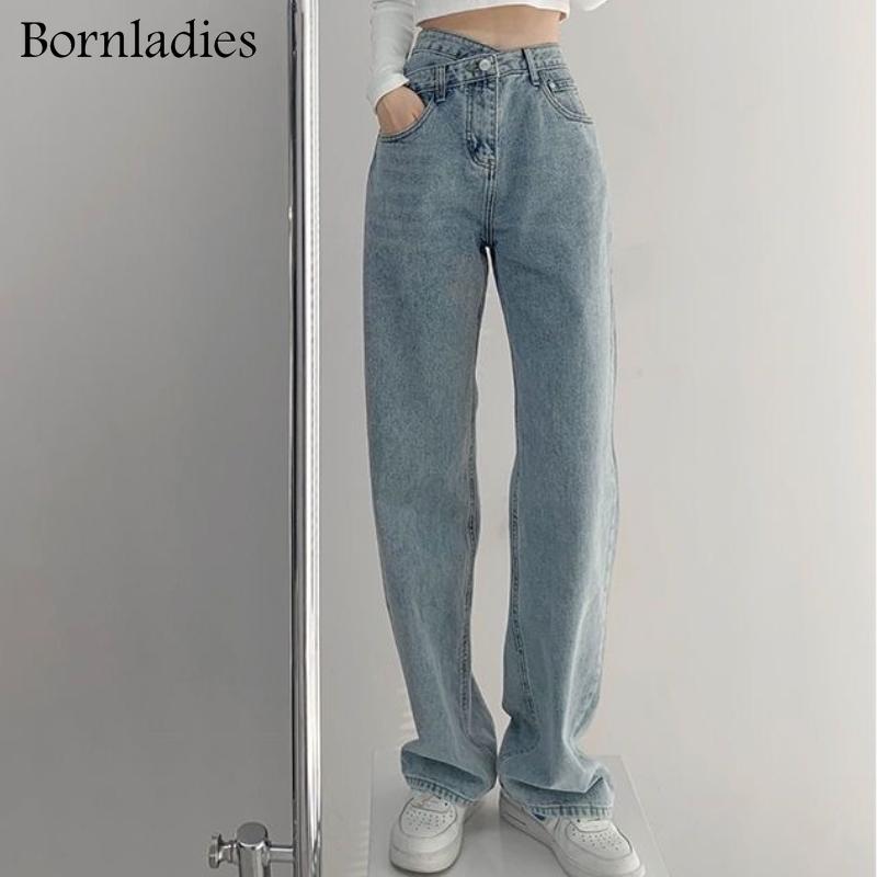 

Women's Jeans Bornladies Women Vintage Loose Casual Washed Fashion High Waist Wide Leg Y2K Pants Female Harajuku Street Denim Trousers, Blue