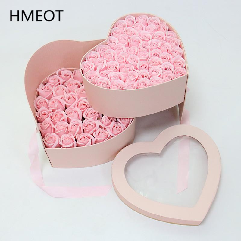 

Valentine's Day Gift Rose Soap Flowers With Creative Double Rotating Gift Box Birthday /Wedding /Mother's Day Gifts Dropshipping, Grey box