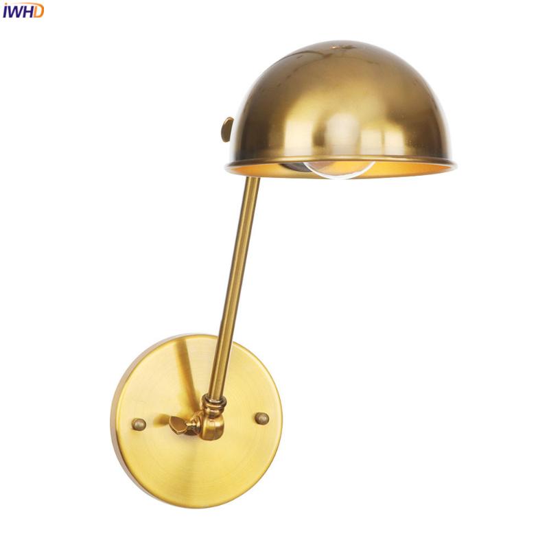 

IWHD Golden Arm Retro LED Wall Lights Fixtures Bedroom Living Room Adjustable Edison Loft Vintage Wall Lamp Sconce Wandlamp