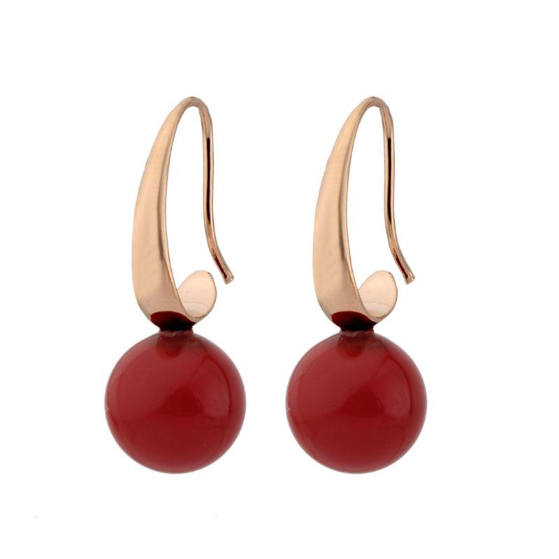 

New Round Shell Pearl Long Earrings 585 Rose Gold Color Drop Earrings Women Simple Wedding Party New Fashion Gift