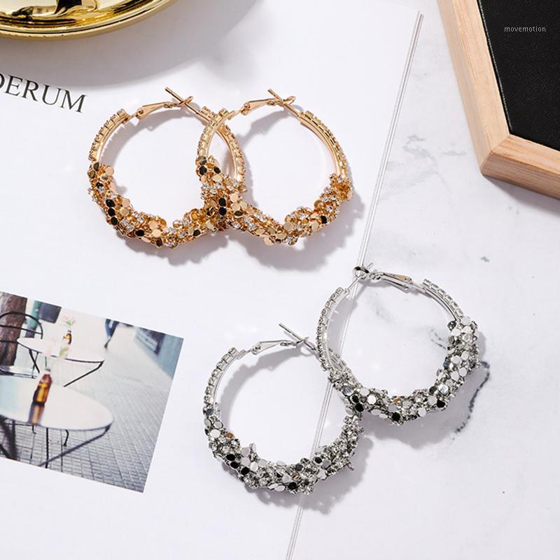 

Personality Punk Metal Sequin Hoop Earrings for Women white Color Trendy Earrings Fashion Accessories Jewelry Party Gift CE26561