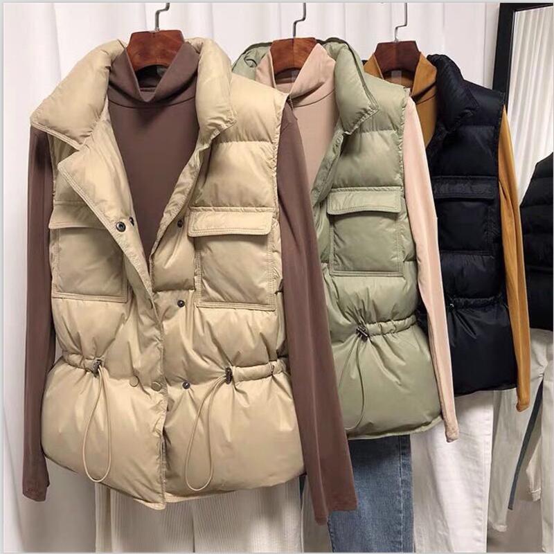 

New 2020 winter waistcoat clothing women' fall down vests outerwear, White
