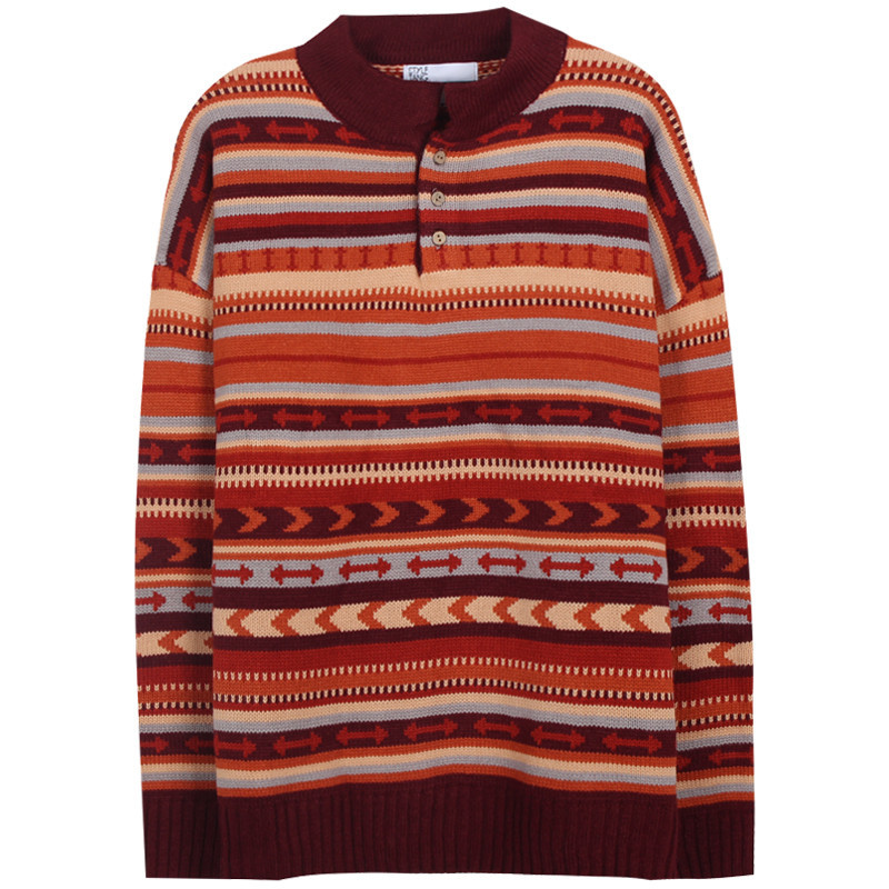 

2021 New Retro Sweaters for Argyle Woman Around Neck Vintage Mesh Tops Loose Pulley Long Sleeves Cowboy Jumpers Style GGQO, The picture