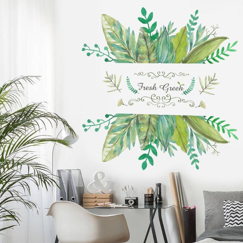 

Garden Plant Mural Decal Wall Sticker Leaves Home Decoration Living Room Simple Green Bedroom Nordic