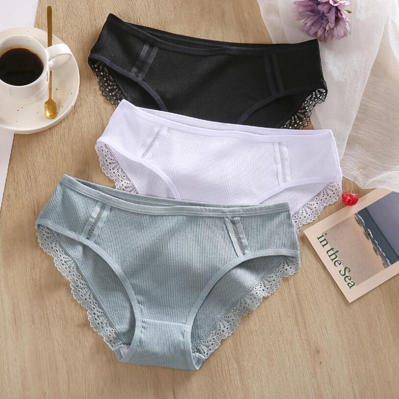 

M- Women Underpants Cotton Panties Sexy Lace Underwear Fashion Girls Briefs Female Panty Lady Underwears Lingerie 2021, Black