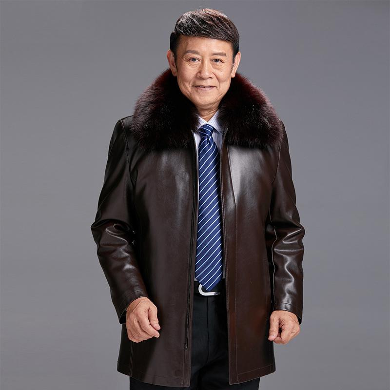 

Qiu dong Nick middle-aged leather clothing in the men's leather jacket thickening long fur lapels dad, See chart