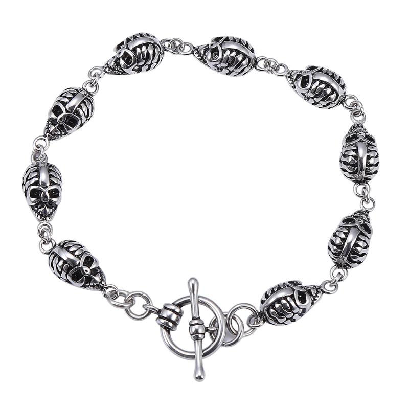

Stainless steel Cool Men's Ornament Little Skull Bracelet Retro Punk Hip Hop Motorcyclists Bracelet Woven Jewelry GS0028