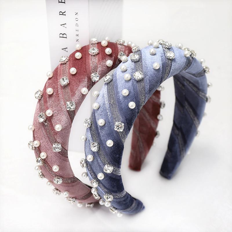 

Velvet Thick Sponge Crystal Hairbands For Women Pearl Headband Punk Hair Accessories Hair Band Bow Crown Headbands Head Wrap