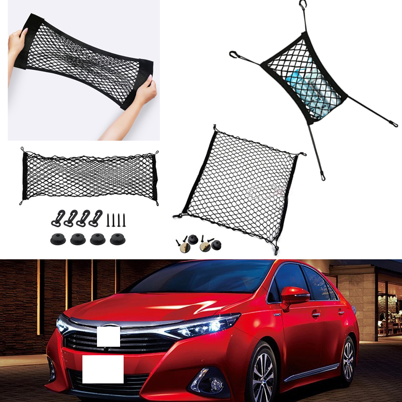 

For Toyota SAI Car Vehicle Black Rear Trunk Cargo Baggage Organizer Storage Nylon Plain Vertical Seat Net