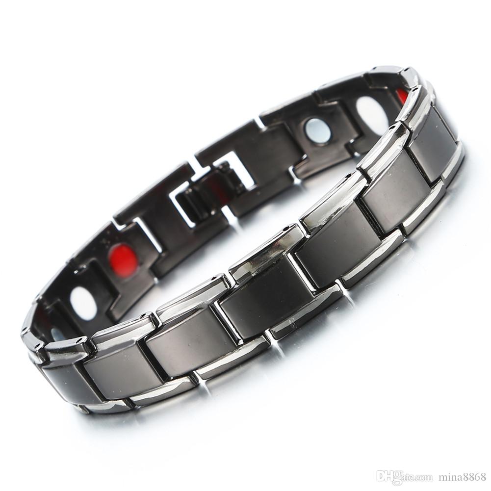 

New Fashion Black Silver Color Copper 4 IN 1 Health Energy Bracelet Arthritis Healthy Magnetic Bracelet for Women Man Power Therapy Bracelet