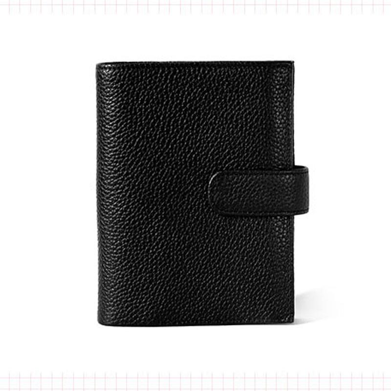 

DIY Black Red Genuine Leather Rings Notebook A7 Size Binder Agenda Organizer Diary Journal Sketchbook Planner Big Pocket