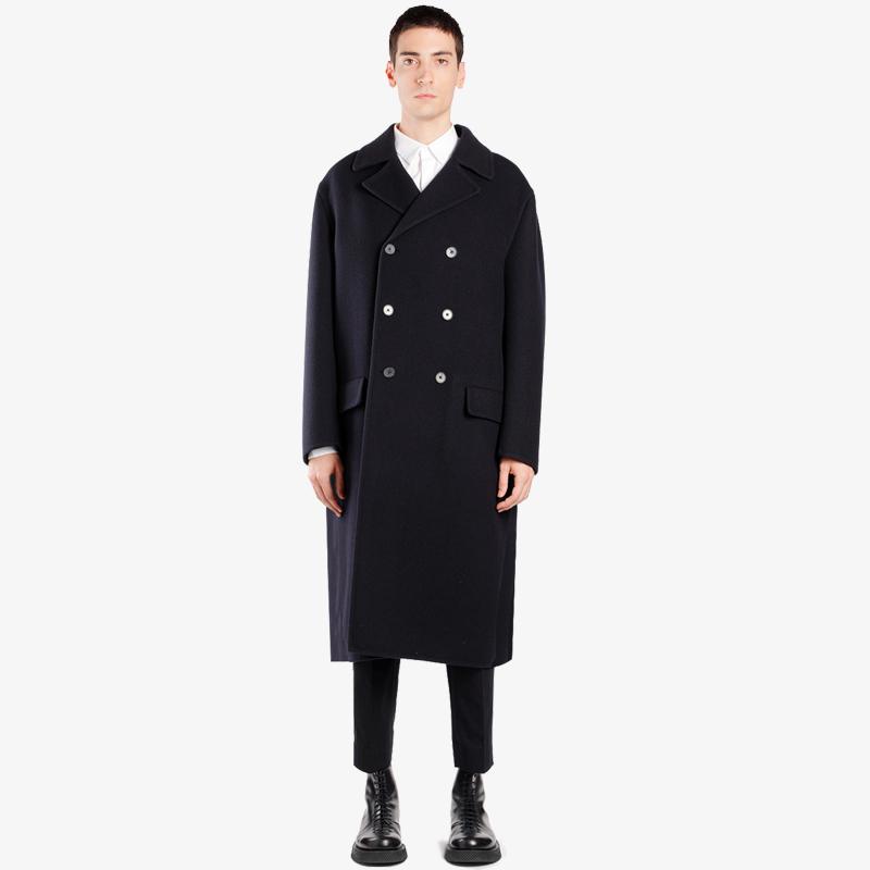 

7XL!!2020 Classic simple black double-breasted woollen coat for men