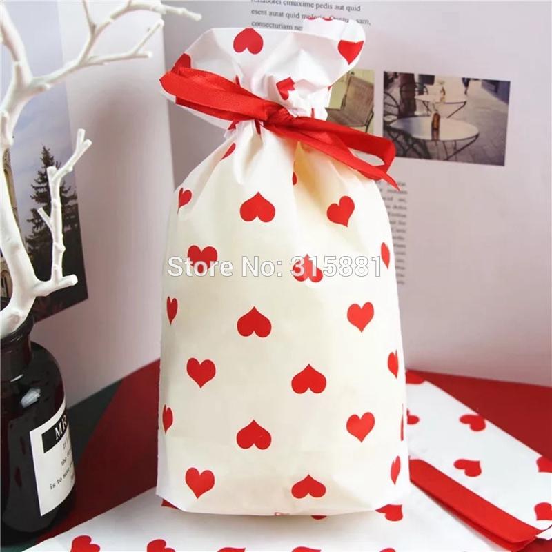 

Red Heart Drawstring Bags Cookie plastic Bags-,Party, Favor,Gift, Wedding,Plastic Package Bag 10pcs/lot