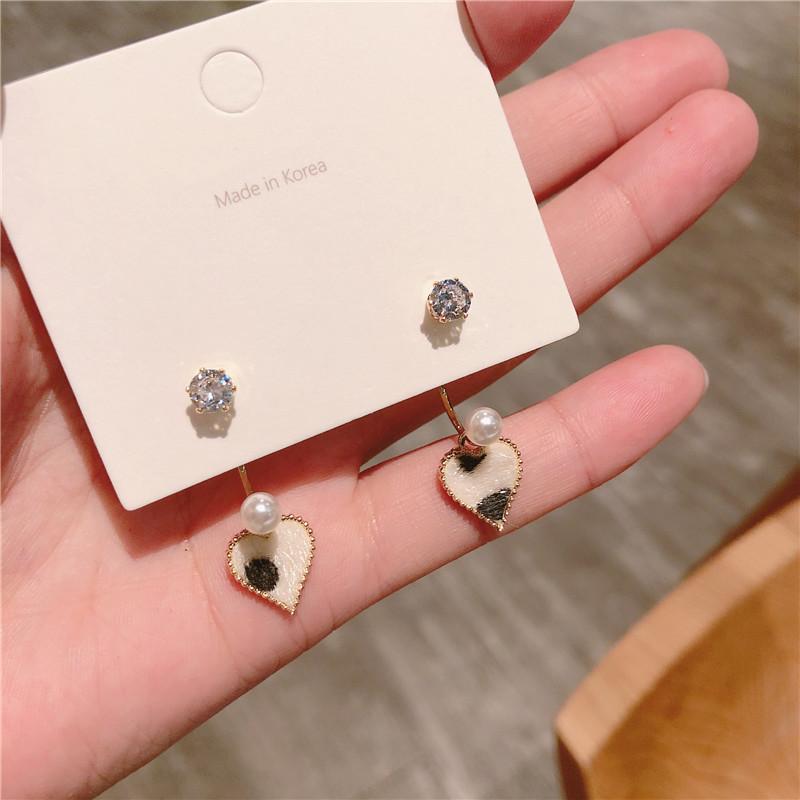 

Leopard pattern love dual-purpose pearl autumn and winter new fashion versatile female ear jewelry