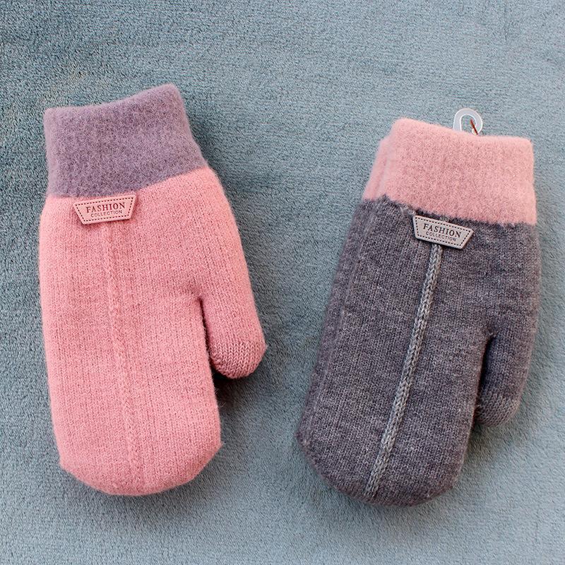 

New Fashion Winter Gloves Fingerless Gloves Women Plush Knitting Pure Color Keep Warm Female Mittens Outdoor Guantes