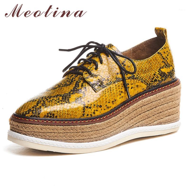 

Meotina High Heels Women Pumps Natural Genuine Leather Platform Wedge High Heel Shoes Real Leather Snake Print Shoes Lady 34-391, Gray