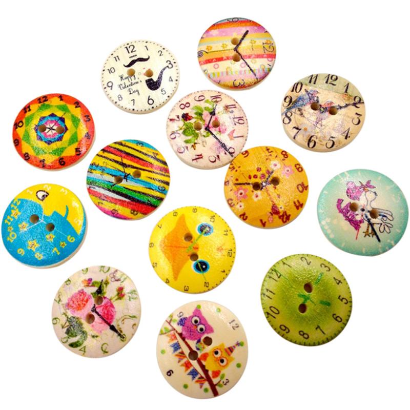 

Vintage notions Wood Clock Sewing Accessories Buttons 2 Holes Scrapbooking Crafts for Clothes Bags