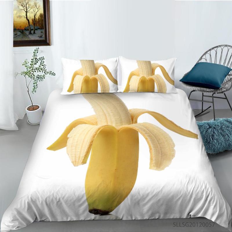 

Bedding Set Fruit Banana Pattern King Queen sizes Pillowcase & Bedroom Quilt duvet cover set 2/3 pcs