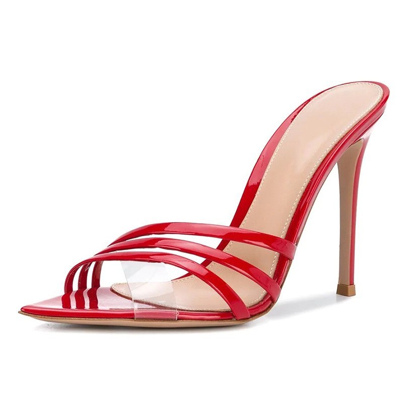 

chapped New leather summer 2020 toe open women's sandals sexy fashion fine high-heeled shoes big-size 46-A0305 51G8, Red clothes